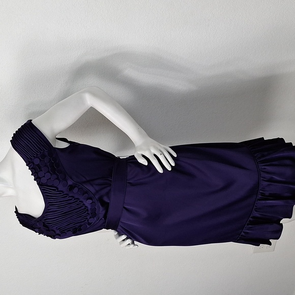 Gianni Bini NEW Purple Romantic Glam Cocktail Belted Ruffle Preppy Dress Size 10 - Picture 6 of 14
